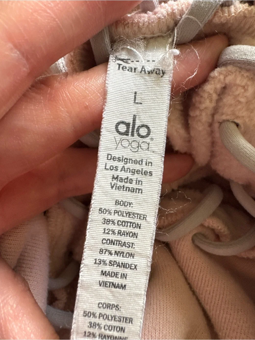 Alo Yoga Splice Rosewater Pink Cropped Sweatshirt Size Large **FAIR**